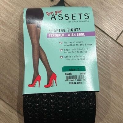 Assets By Sara Blakely Shaping Tights Textured Wishbone Black Women’s Size 3