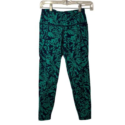 Sweaty Betty POWER Leggings 7/8 Length US 4 Small Green Navy Floral Athleisure