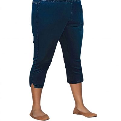 On The Plus Side plus size premium denim high rise crop jegging in Medium Wash