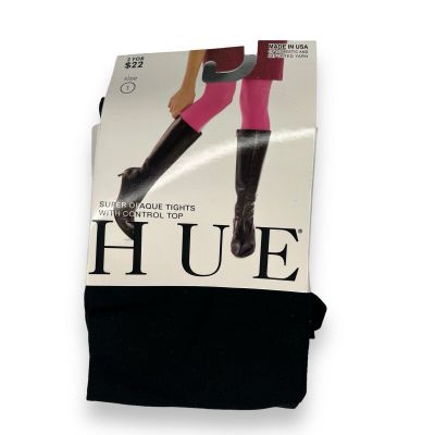 HUE Black Super Opaque Tights With Control Top 1 Pair Womens Size 1 New U6620Z