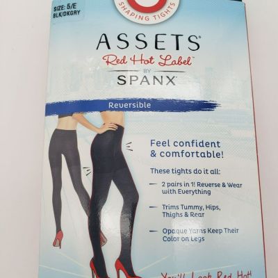 Spanx Assets Reversible Shaping Tights Black & Dk Gray Sz 5/E, Opaque High Waist