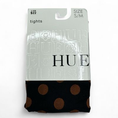 HUE Control Top Tights Womens Size S/M Black Brown Polka Dot Cinnamon 1 Pair New