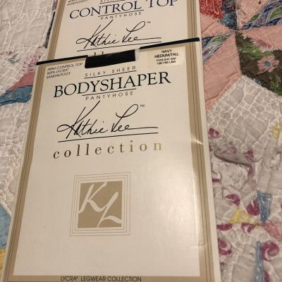 Kathie Lee Bodyshaper & Control Top Pantyhose Navy Blue Sz M/Tall Lot Of 2