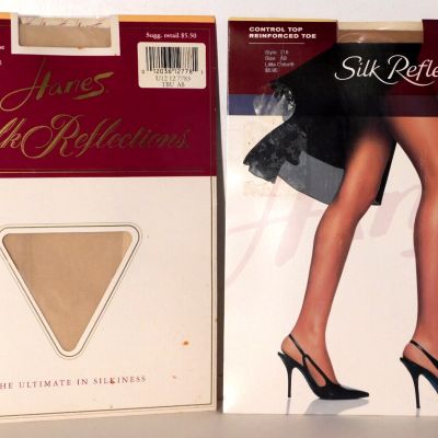 Hanes Silk Reflections Control Top Sheer Pantyhose #718 Size AB Lot of 2 NEW