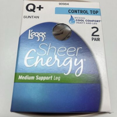 L’eggs Sheer Energy Pantyhose Suntan Q+ 2 Pairs