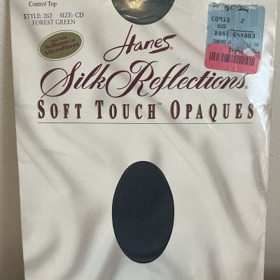 Hanes Silk Reflections Soft Touch Opaque Tights CD Forest Green Control Top 262