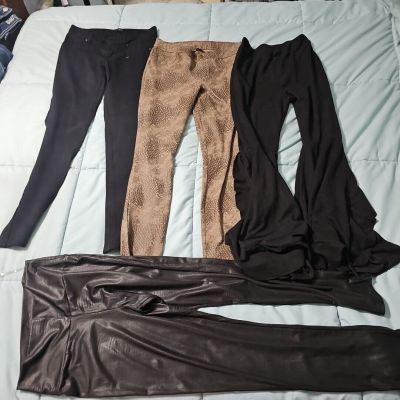 Bundle Of 4 Pair Of Leggings (CY, Labijou, Hue, Fashion Express) Women's Size M