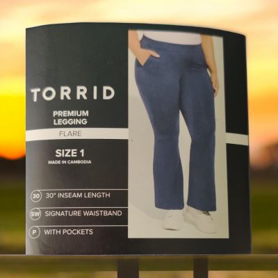 NEW! TORRID - BLUE Premium Legging Flare With Pockets - Size 1X