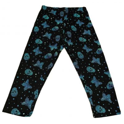 NEW No Boundaries SKULLS BUTTERFLIES STARS Black Capri Leggings Jr Women M (7-9)