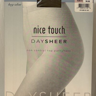 Nice Touch Day Sheer Nylon Pantyhose Sz A Hug-alon Gentle Brown Reinforced Toe