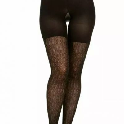 Assets By Spanx Black Wishbone Textured Shaping Tights Black Size 3 (155-180 lb)