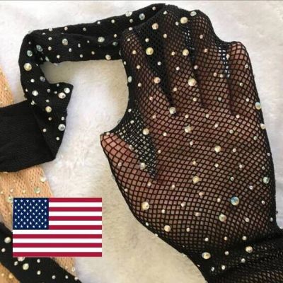 Crystal Fishnet Stockings Rhinestone Bling Tights: Black, Beige, Chocolate