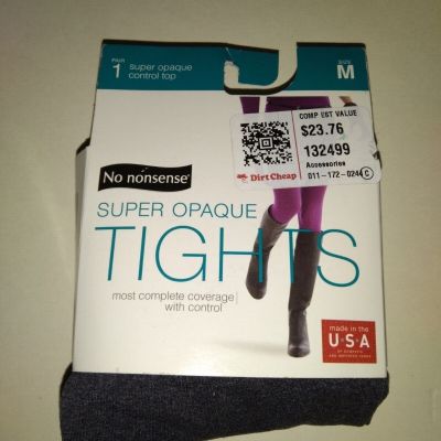 No Nonsense Women's M Super Opaque Control Top Graphite Heather Tights