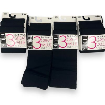 Hue Women’s Knee Hi 12 Pair Pack One Size Fits Most Black Opaque