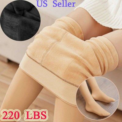 Women Thermal Lined Warm Winter Fleece Tights Stockings Translucent Pantyhose US