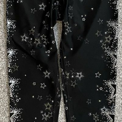 Victoria's Secret Sport Women's Size M 7/8 Black Sparkle Star Print Leggings ^A4