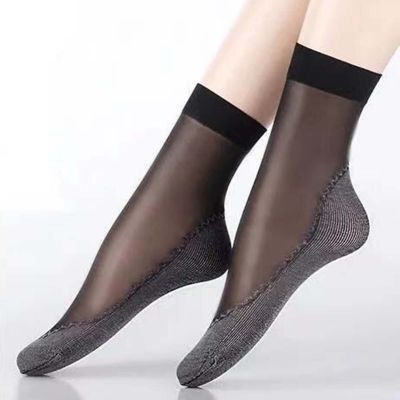 10 Pairs Summer Socks Solid Color Cool Elastic Women Sheer Sock Short