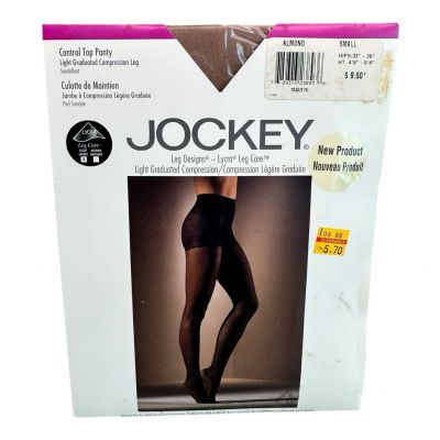 NOS Jockey control top pantyhose light graduated compression leg small almond