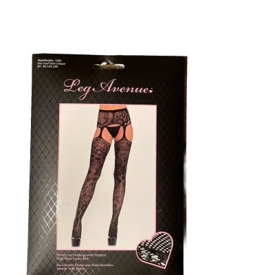 Leg Avenue Floral Lace Stockings With Attached High Waist Garter Belt