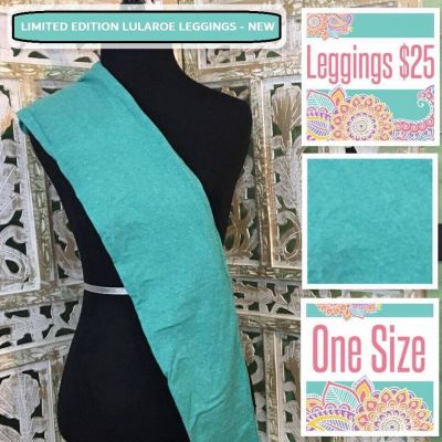 LuLaRoe LIMITED EDITION OS Heathered Leggings Solid Turquoise Print One Size NWT