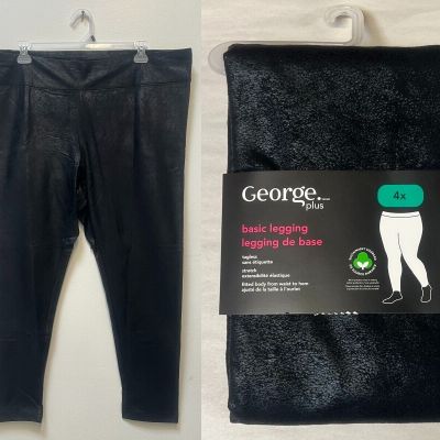 George Plus Women's Basic Black Leggings Size 4X NEW