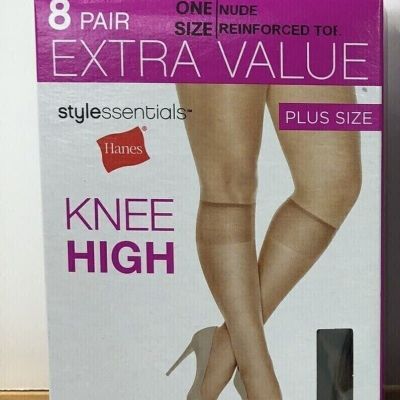 Hanes Style Essentials Plus-size Knee Highs - Nude. pack of 4.New