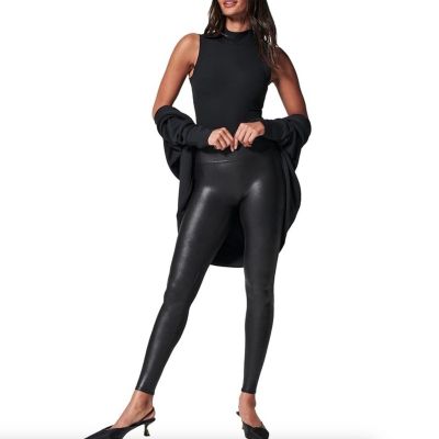 Spanx Black Faux Leather Leggings Size 3X NWT