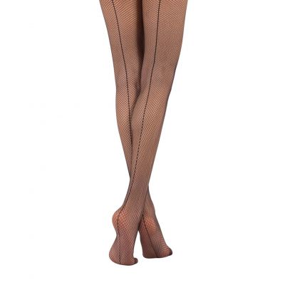 Fishnet Tights in Black with Back Seam for Women - Professional Latin Fishnet...