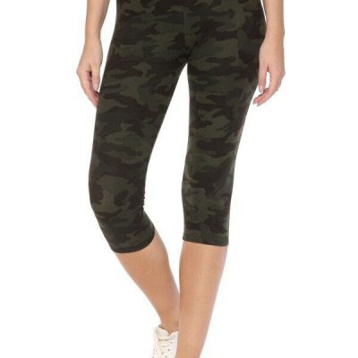 Multi-color Print, Cropped Capri Leggings In A Fitted Style With A Banded Hi...