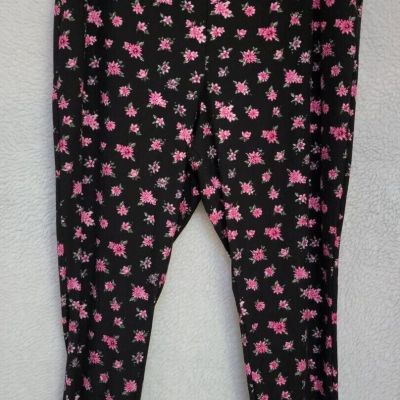 Womens Leggings Capri Pants Size 3X 24W/26W Terra & Sky Multicolor Floral Sueded