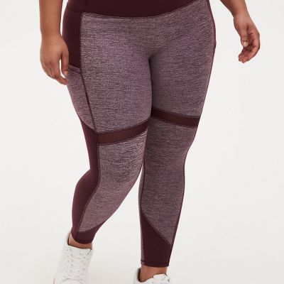 TORRID WOMEN'S BURGUNDY PURPLE SPACE-DYE POCKETS ACTIVE LEGGINGS PLUS Sz 4 4X