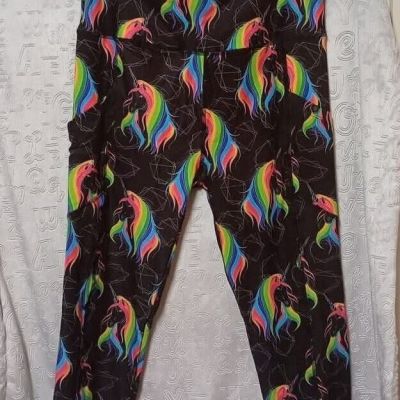 Womens Capris Unicorn Pattern Plus Size 14-22