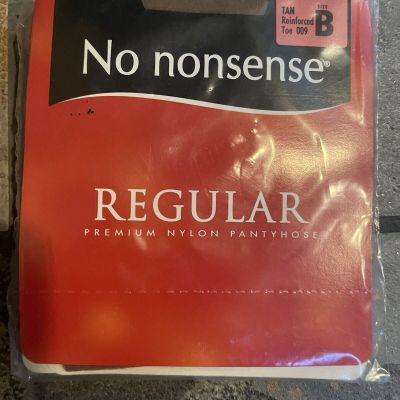 Vintage NOS No Nonsense Regular Pantyhose Tan Reinforced Toe Sz B NEW In Package