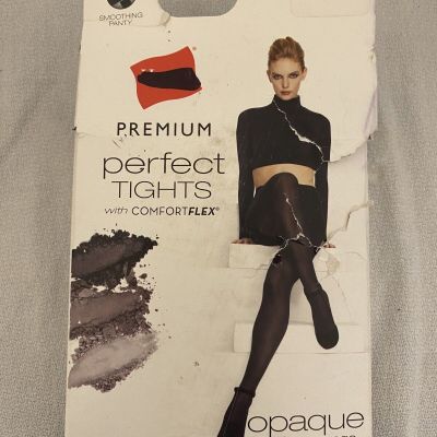 Hanes Perfect Tights Comfort Flex Opaque Dark Coverage X-Temp Black Premium L