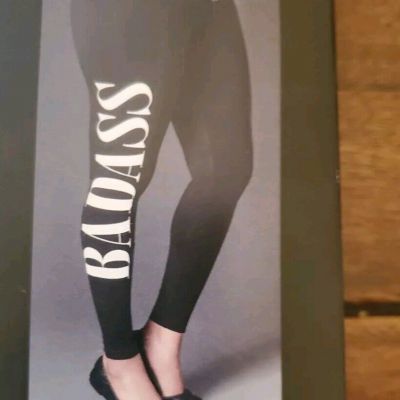 New Womens Leggings Torrid Size 3 (US 22/24) Black With White Badass Screenprint