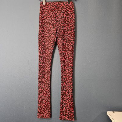 New With Tags Zara Animal Print Leggings Red And Purple Women's Size Small