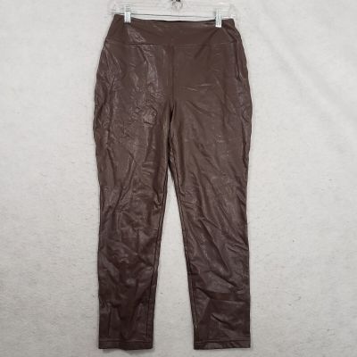 Tuckernuck Faux Leather Stretch Leggings Crop Pants Womens Medium Brown Hi Rise