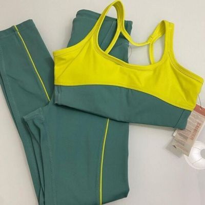 NWT Mono B Key Lime Workout Set Compression Full Length Small