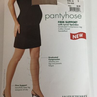 Motherhood Maternity Pantyhose Sandalfoot Pale Nude Color Size S Compression new