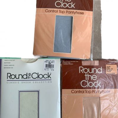 New Round The Clock Control Top Pantyhose,3-Style Colors,blue Water,Ivory,Cor