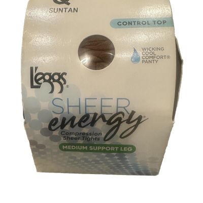 L'eggs Q Suntan Control Top Sheer Energy Compression Sheer Tights Pantyhose