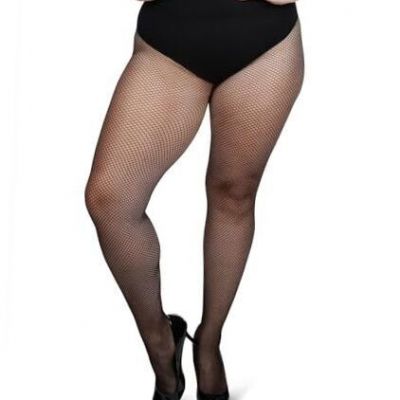 Plus Size Curvy Fishnet Tights Breathable Tummy Control Tights 3X-4X Black