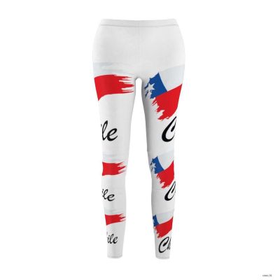 Chile Flag Women's Cut & Sew Casual Leggings, Workout Tight Leggings