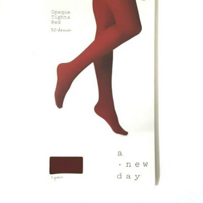 A New Day Womens Opaque Tights Size S/M M/L Red 1 Pair 50 Denier