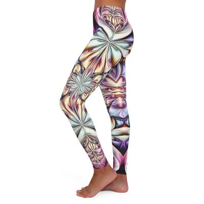 Vibrant Floral Print Leggings, Activewear, Yoga Pants, Exercise Wear, Festival