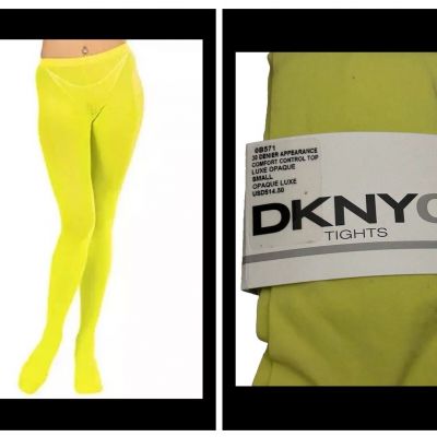 DKNY Opaque Coverage Control Top Tights BITTER Neon Yellow Woman SMALL - 0B157