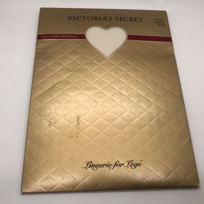 VICTORIA'S SECRET CREAM SILKY SHEER Stockings SIZE Medium NOS