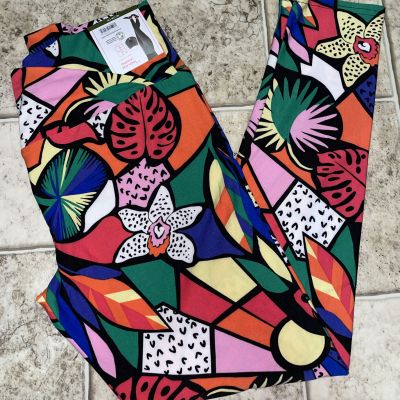 NWT Womens No Boundaries High Rise Bright Tropical Ankle Legging Pants XL 15-17