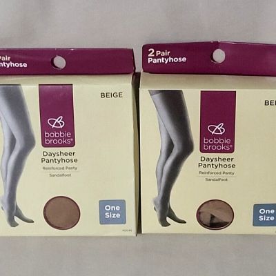 2 Packs - Bobbie Brooks Daysheer Pantyhose Sandalfoot  2 Pair Ea. Beige One Size