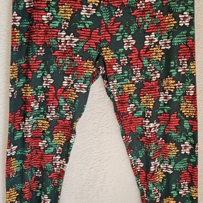 Womens Leggings Pants Size TC2 Plus LuLaRoe Multicolor Floral Sueded NEW